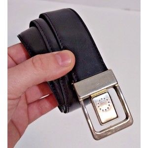 Tanner Black Belt Men's Leather 38 Black Silvertone Classic Basic Stars